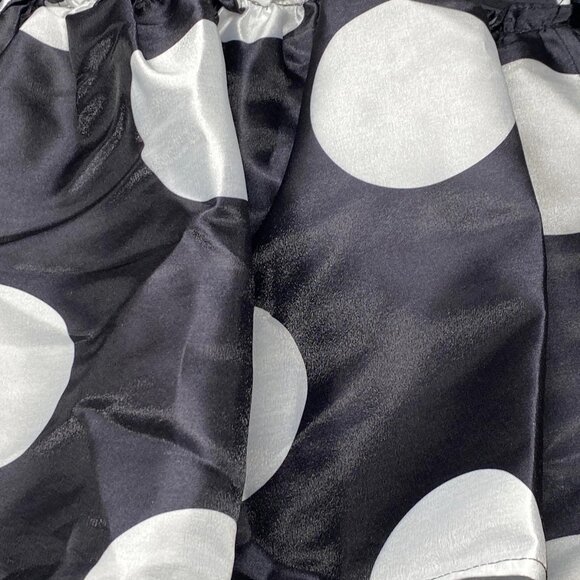 NEW NANCY YANG  Women’s Maxi Dress Black/White Size L Polka Dot Ruffle Belted - Picture 2 of 9
